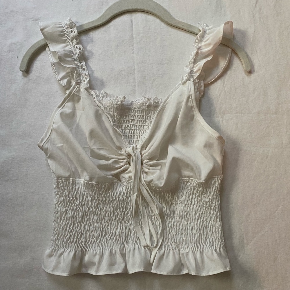 White Ruffle Tank